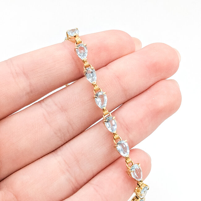 Bracelet Tennis 7ctw Sky Blue Aquamarine 14ky 4.2mm 7.25" 6.55g 125100035