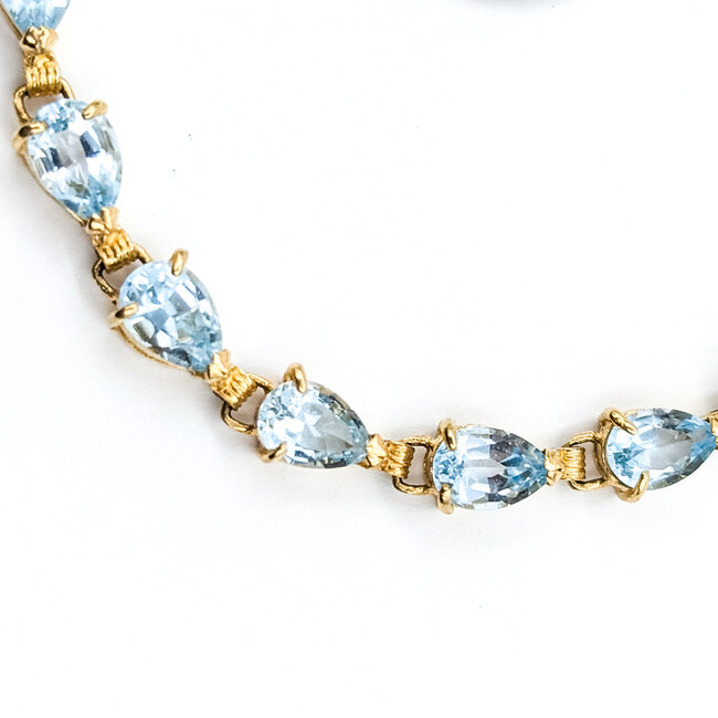 Bracelet Tennis 7ctw Sky Blue Aquamarine 14ky 4.2mm 7.25" 6.55g 125100035