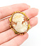 Brooch Deco Revival Cameo 1.1x.9" Shell 10ky 1.4x1.2" 5.59g 225100076
