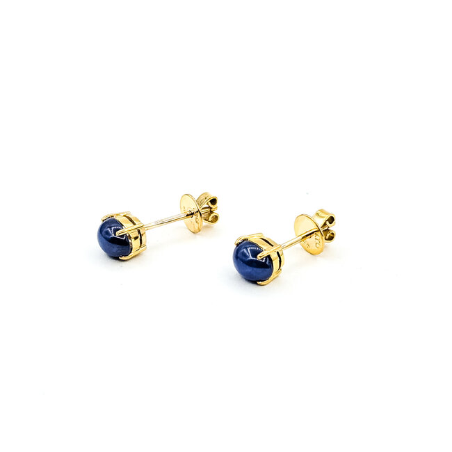 Earrings Stud 2.00ctw Blue Star Sapphire 14ky 7x5mm 1.97g 225100077