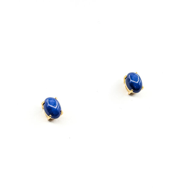 Earrings Stud 2.00ctw Blue Star Sapphire 14ky 7x5mm 1.97g 225100077