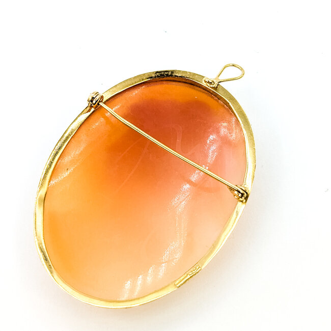 Pendant Brooch Cameo 1.75x1.3" Shell 18ky 1.75x1.45" 10.42g 225100080