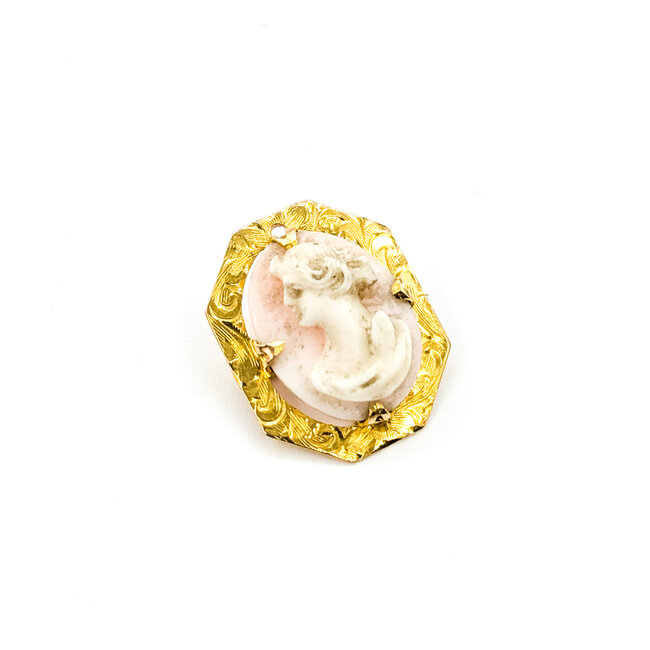 Brooch Cameo .6x.4" Shell 10ky .75x.55" 1.79g 225100081