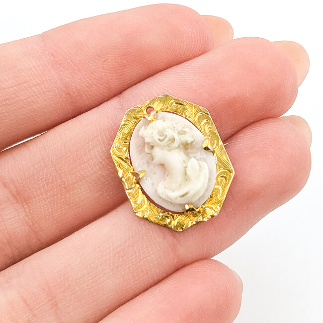 Brooch Cameo .6x.4" Shell 10ky .75x.55" 1.79g 225100081