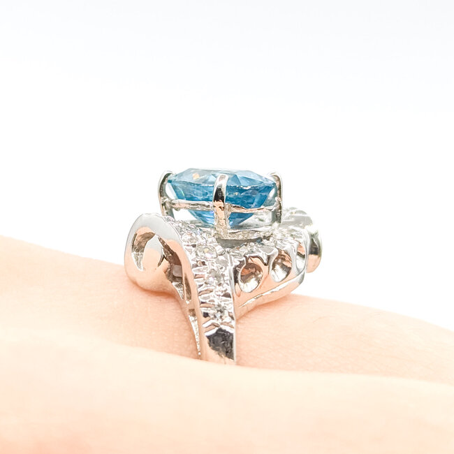 Ring Bypass 0.32ctw Round Diamonds 3.01ct Zircon 14kw 15mm Sz6.5 6.61g 225100132