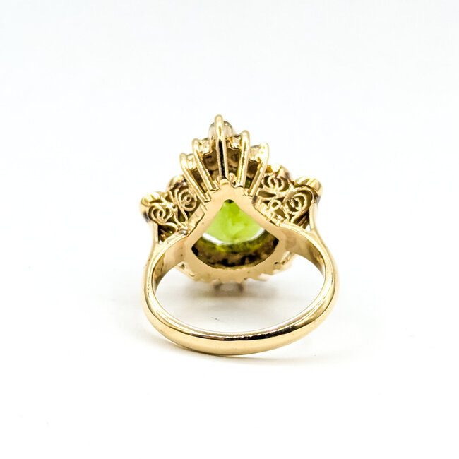 Ring Cocktail 0.76ctw Round Diamonds 6.91ct Peridot 18ky 21mm Sz6.5 10.98g 225100133