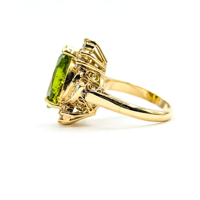 Ring Cocktail 0.76ctw Round Diamonds 6.91ct Peridot 18ky 21mm Sz6.5 10.98g 225100133