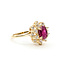 Ring Cocktail Double Halo .75ctw Round Diamonds 1.43ct Burma Ruby 14ky 15mm Sz8 4.19g 225100137