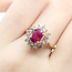 Ring Cocktail Double Halo .75ctw Round Diamonds 1.43ct Burma Ruby 14ky 15mm Sz8 4.19g 225100137