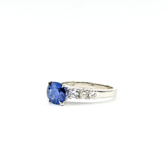 Ring Engagement 0.4ctw Round Diamonds 1.58ct Deep Blue Sri Lanka Sapphire Platinum 2.5mm Sz6.75 7.05g 225100138