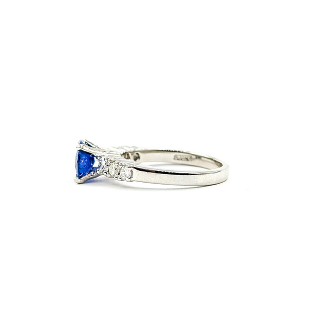 Ring Engagement 0.4ctw Round Diamonds 1.58ct Deep Blue Sri Lanka Sapphire Platinum 2.5mm Sz6.75 7.05g 225100138