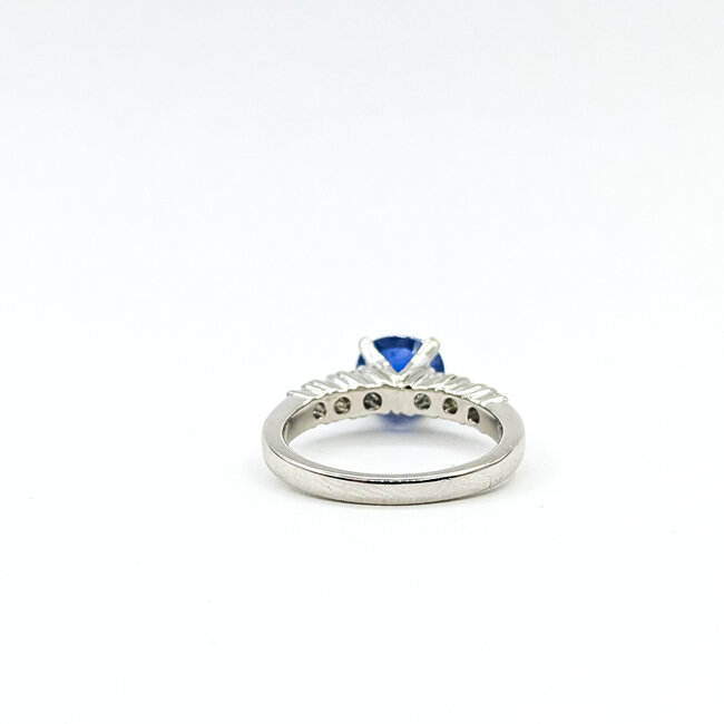 Ring Engagement 0.4ctw Round Diamonds 1.58ct Deep Blue Sri Lanka Sapphire Platinum 2.5mm Sz6.75 7.05g 225100138