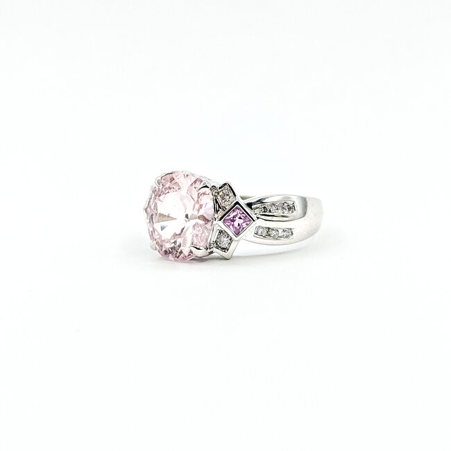 Ring Multi-Color 0.15ctw Round Diamonds 3.72ct Pink Sapphire .14ctw Pink Sapphire 14kw 5.7mm Sz7 5.18g 225100140