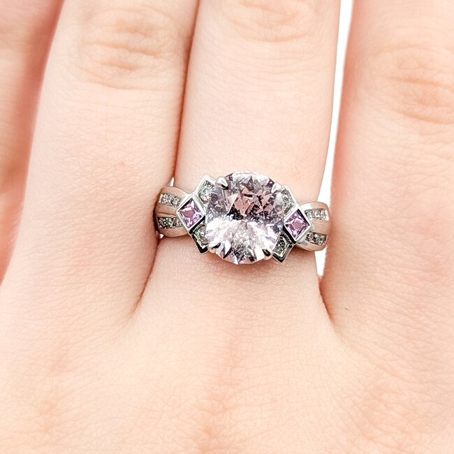 Ring Multi-Color 0.15ctw Round Diamonds 3.72ct Pink Sapphire .14ctw Pink Sapphire 14kw 5.7mm Sz7 5.18g 225100140