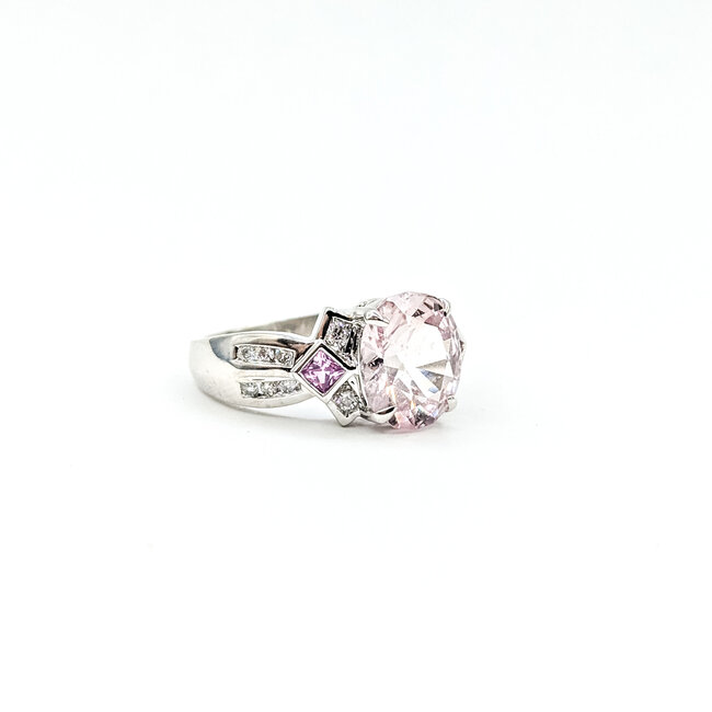 Ring Multi-Color 0.15ctw Round Diamonds 3.72ct Pink Sapphire .14ctw Pink Sapphire 14kw 5.7mm Sz7 5.18g 225100140