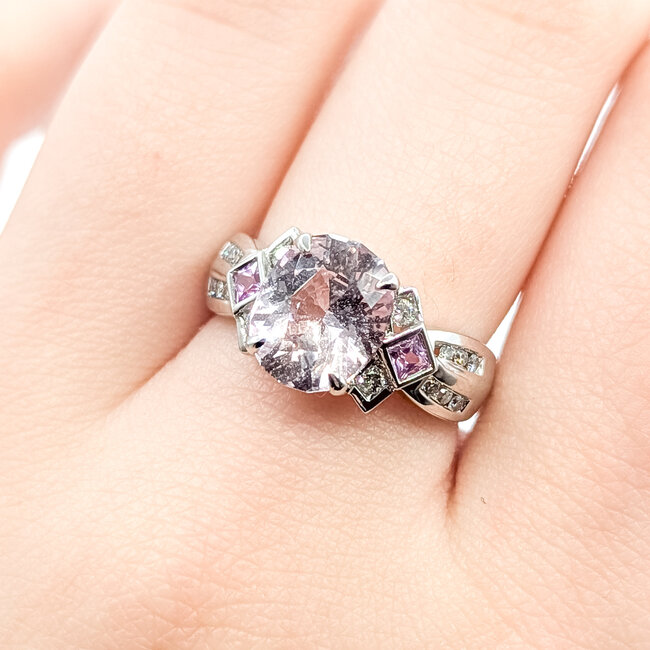 Ring Multi-Color 0.15ctw Round Diamonds 3.72ct Pink Sapphire .14ctw Pink Sapphire 14kw 5.7mm Sz7 5.18g 225100140
