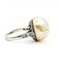 Ring Burnished 0.15ctw Round Diamonds 16mm White/Golden Pearl 14kw 2.5mm Sz5.5 6.9g 225100141