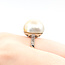 Ring Burnished 0.15ctw Round Diamonds 16mm White/Golden Pearl 14kw 2.5mm Sz5.5 6.9g 225100141