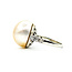 Ring Burnished 0.15ctw Round Diamonds 16mm White/Golden Pearl 14kw 2.5mm Sz5.5 6.9g 225100141
