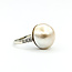 Ring Burnished 0.15ctw Round Diamonds 16mm White/Golden Pearl 14kw 2.5mm Sz5.5 6.9g 225100141