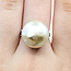Ring Burnished 0.15ctw Round Diamonds 16mm White/Golden Pearl 14kw 2.5mm Sz5.5 6.9g 225100141