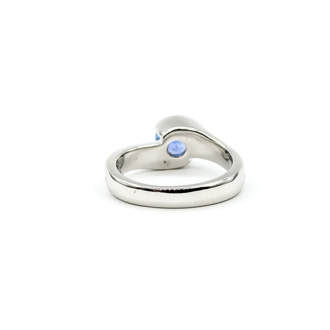Ring Bypass .25ctw Round Diamonds 0.96ct Blue Sapphire Platinum 3.4mm Sz5 8.13g 225100145