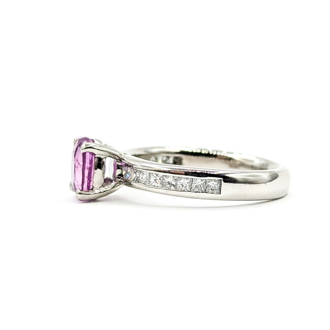 Ring Engagement 0.18ctw Round Diamonds 1.23ct Pink Sapphire Platinum 3.2mm Sz4.5 6.14g 225100146