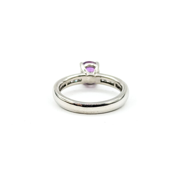 Ring Engagement 0.18ctw Round Diamonds 1.23ct Pink Sapphire Platinum 3.2mm Sz4.5 6.14g 225100146