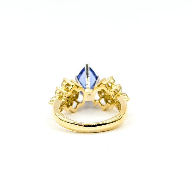 Ring Cocktail .96ctw Round Diamonds 1.93ct Purplish-Blue Tanzanite 18ky 3.2mm Sz5 7g 225100147