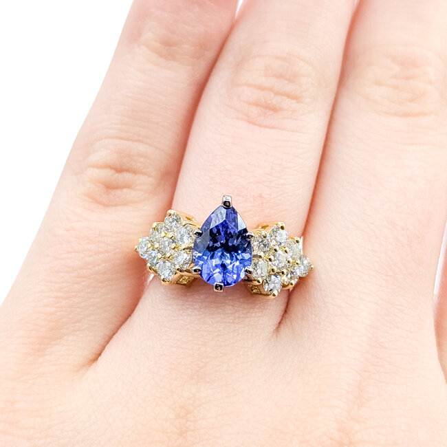Ring Cocktail .96ctw Round Diamonds 1.93ct Purplish-Blue Tanzanite 18ky 3.2mm Sz5 7g 225100147