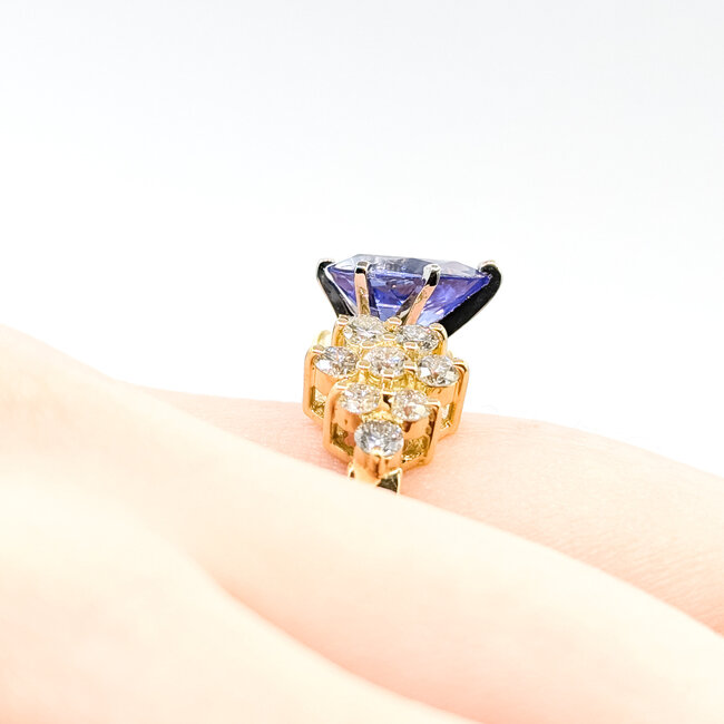 Ring Cocktail .96ctw Round Diamonds 1.93ct Purplish-Blue Tanzanite 18ky 3.2mm Sz5 7g 225100147