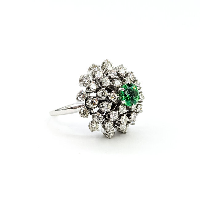 Ring Cocktail 1.64ctw Round Diamonds 1.31ct Tsavorite Garnet 14kw 20x20mm Sz7 10.82g 225100148