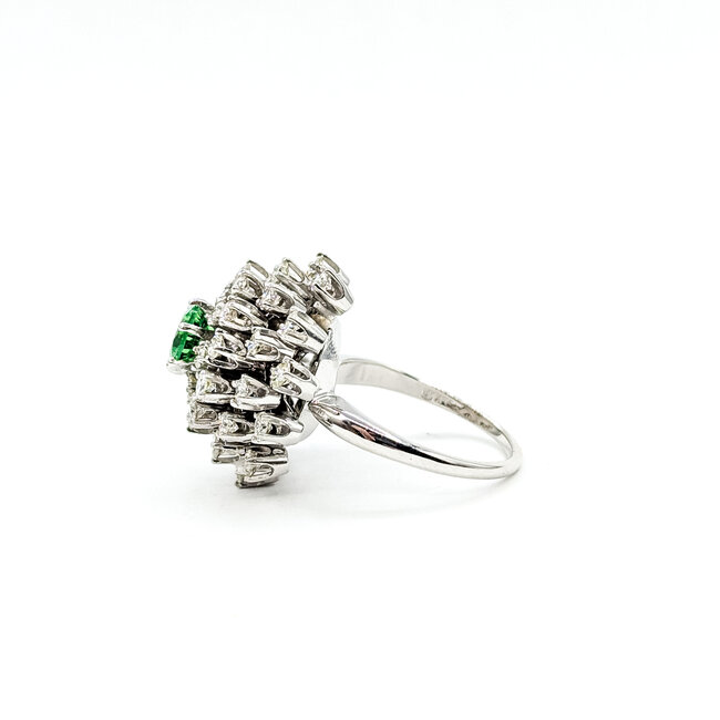 Ring Cocktail 1.64ctw Round Diamonds 1.31ct Tsavorite Garnet 14kw 20x20mm Sz7 10.82g 225100148