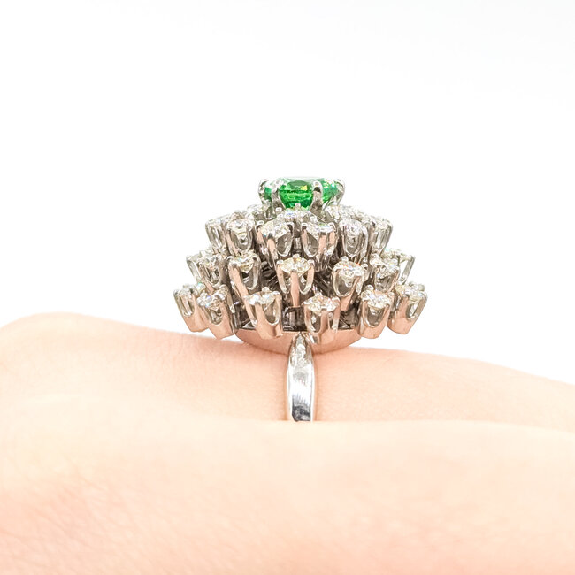 Ring Cocktail 1.64ctw Round Diamonds 1.31ct Tsavorite Garnet 14kw 20x20mm Sz7 10.82g 225100148