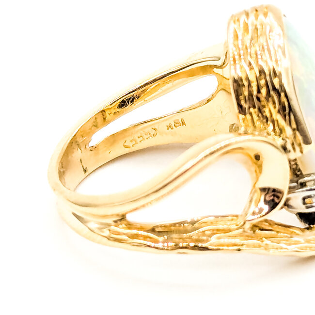 Ring Freeform 0.12ctw Round Diamonds 4.5ct Australian Opal 18ky 20mm Sz6 9.57g 225100150