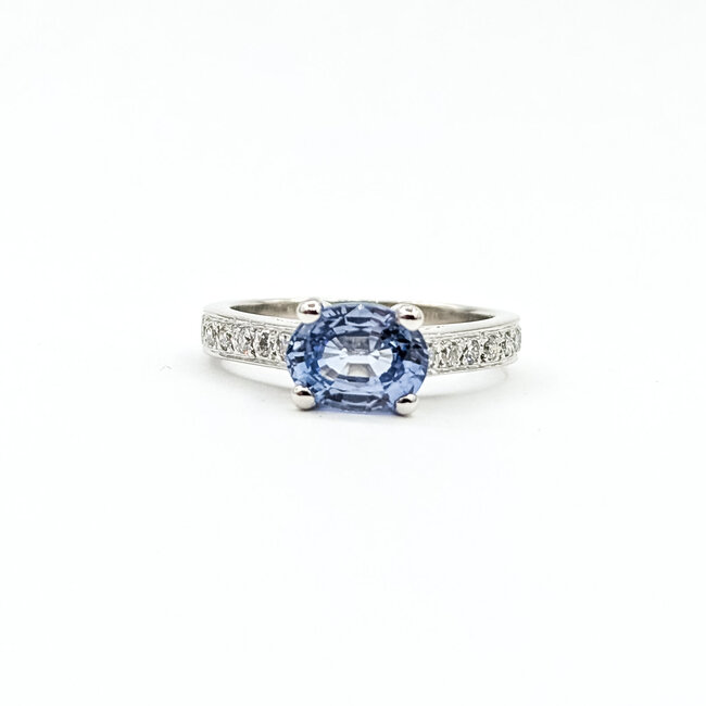 Ring Engagement 0.24ctw Round Diamonds 1.58ct Violetish Blue Sapphire Platinum 2.75mm Sz4.75 5.67g 225100151
