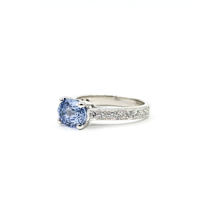 Ring Engagement 0.24ctw Round Diamonds 1.58ct Violetish Blue Sapphire Platinum 2.75mm Sz4.75 5.67g 225100151
