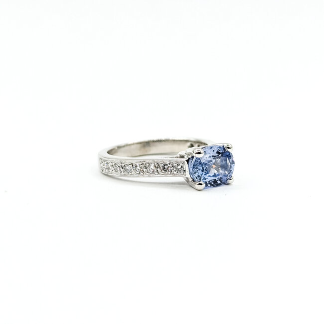 Ring Engagement 0.24ctw Round Diamonds 1.58ct Violetish Blue Sapphire Platinum 2.75mm Sz4.75 5.67g 225100151