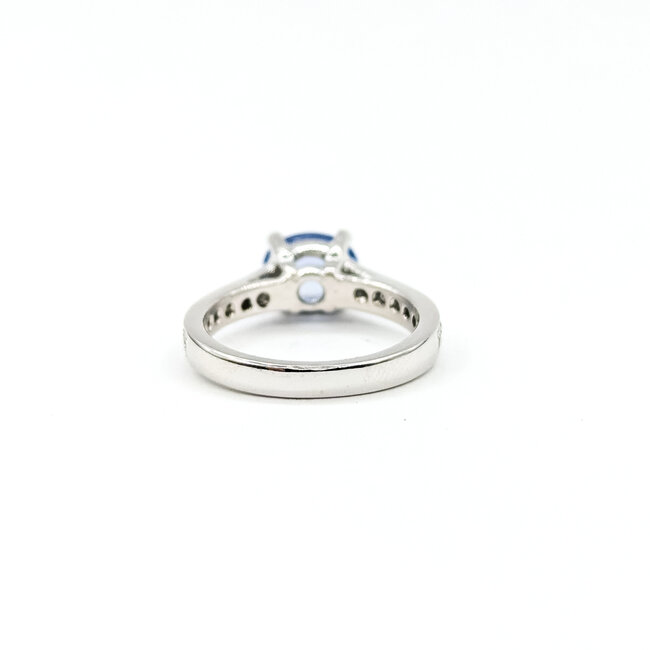 Ring Engagement 0.24ctw Round Diamonds 1.58ct Violetish Blue Sapphire Platinum 2.75mm Sz4.75 5.67g 225100151