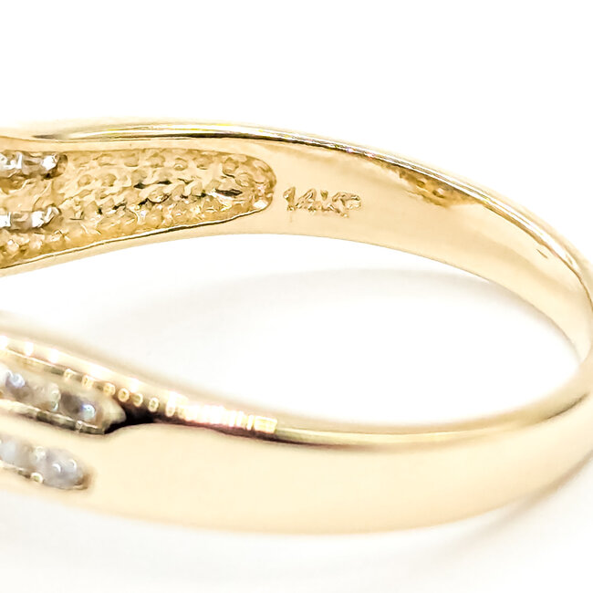 Ring Bypass 0.27ctw Round Diamonds 0.54ct Blue Sapphire 14ky 10.5mm Sz5.25 2.63g 225100154