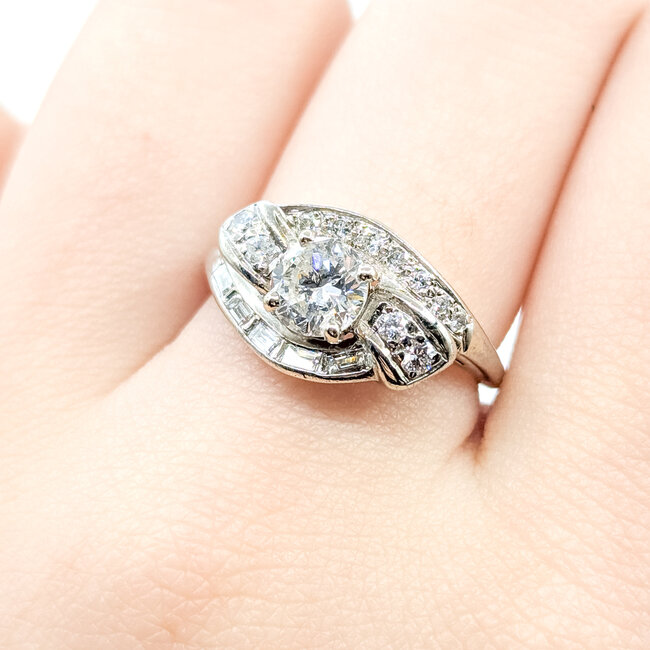 Ring Bypass 1.17ctw Round & Baguette Diamonds 14kw 10.7mm Sz7 4.93g 225100155