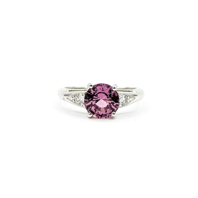 Ring 3-Stone 0.1ctw VS Diamonds 2.24ct Pink Sapphire 14kw 2.7mm Sz6 3.22g 225100156