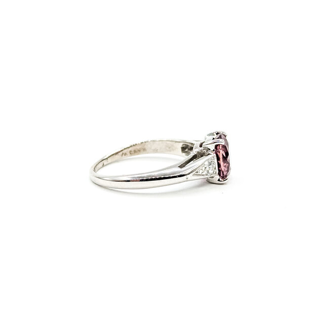 Ring 3-Stone 0.1ctw VS Diamonds 2.24ct Pink Sapphire 14kw 2.7mm Sz6 3.22g 225100156