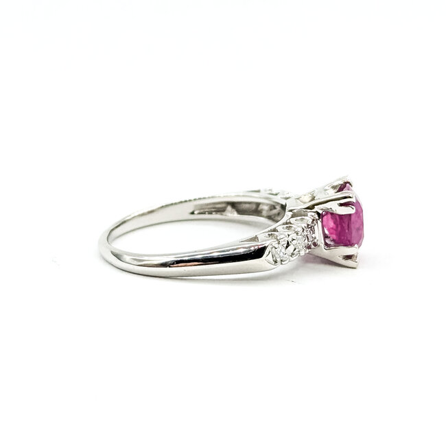Ring Engagement 0.06ctw Round Diamonds 1.71ct Red Ruby Platinum 3.2mm Sz8 5.68g 225100160
