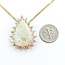 Pendant Halo Box Link 1.5ctw Round Diamonds 11.5ct Australian Opal 14ky 1.25x1" 20" 11.78g 225100161