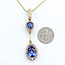 Pendant Drop Halo 0.7ctw Round Diamonds 4.75ct Purple Tanzanite 14ky 2.2x.55" 17.5" 8.21g 225100162