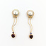 Earrings Drop Stud 12.5mm White Pearls 1.50ctw Rasberry Garnet 14ky 2.1x.5" 7.14g 225100164