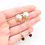 Earrings Drop Stud 12.5mm White Pearls 1.50ctw Rasberry Garnet 14ky 2.1x.5" 7.14g 225100164