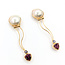 Earrings Drop Stud 12.5mm White Pearls 1.50ctw Rasberry Garnet 14ky 2.1x.5" 7.14g 225100164