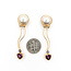 Earrings Drop Stud 12.5mm White Pearls 1.50ctw Rasberry Garnet 14ky 2.1x.5" 7.14g 225100164